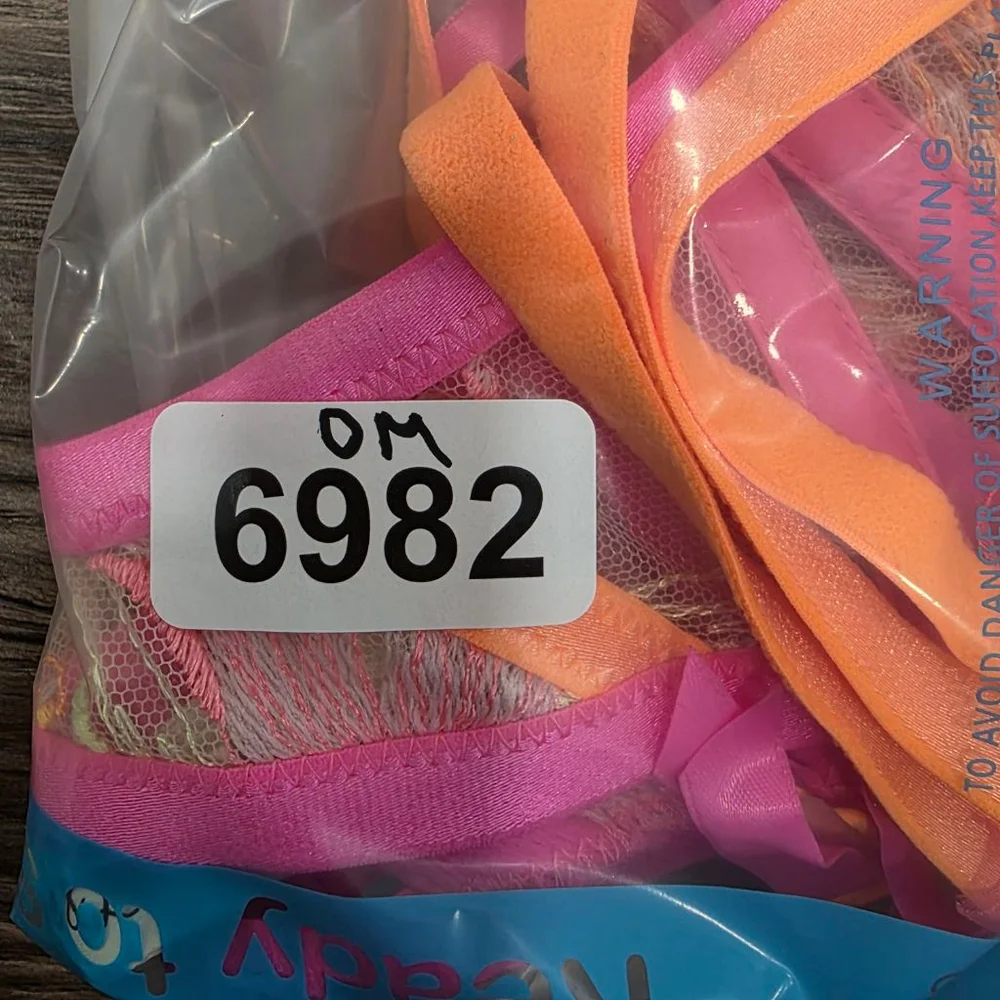 For Love & Lemons Neon Pink Orange Lace Garter Belt Size S New